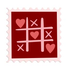 Cute stamp design: Tic Tac Toe with hearts - Love always wins