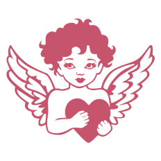 Cupid with Heart Line Art