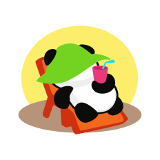 Panda Lounging in Sunhat