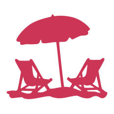 Beach Chairs under Umbrella Silhouette
