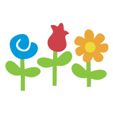 Row of Cartoon Flowers