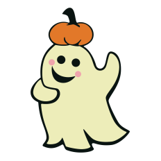 Ghost with Pumpkin Hat