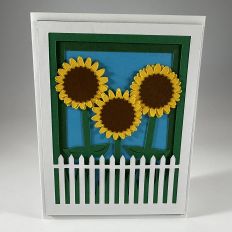 Large Sunflower Picket Fence 3D Card Layered SVG
