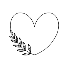 Minimalist heart and leaves frame