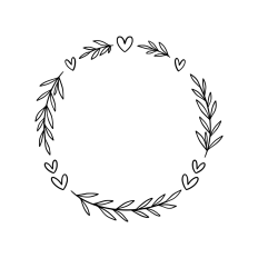 Doodle hearts wreath frame