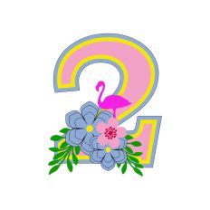 Flamingo Tropical Theme Monogram Number 2