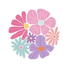 Retro abstract flowers circle