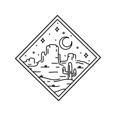Desert night geometric boho landscape
