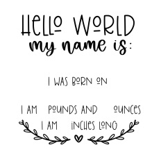 Hello baby birth stats announcement