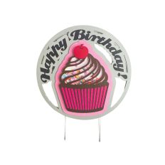 Happy Birthday cupcake cake topper, Birthday cake decorations, shaker cake topper, multi layered cupcake with cherry