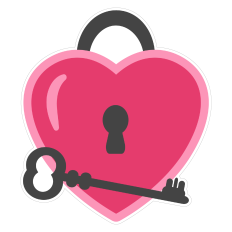 Heart Lock and Key Sticker for Valentine's Day