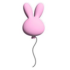 Inflated Pink Bunny Balloon Sticker for Easter