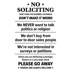 No Soliciting Sign for Door/Porch