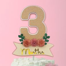 3 MONTHS FLORAL CAKE TOPPER