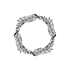 Circle leafy wreath frame