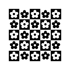 Retro daisy checkerboard pattern
