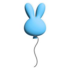 Inflated Blue Bunny Balloon Sticker for Easter