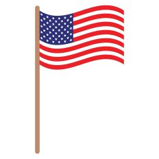 Waving American Flag with Flag Pole