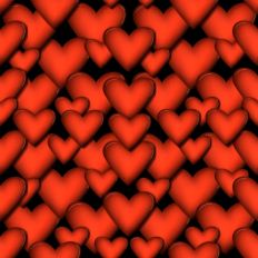 3D red hearts pattern paper black background