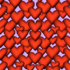 3D red hearts pattern paper lilac background