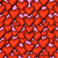 3D red hearts pattern paper pink background