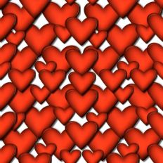 3D red hearts pattern paper white background