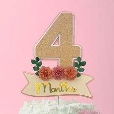 4 MONTHS FLORAL CAKE TOPPER
