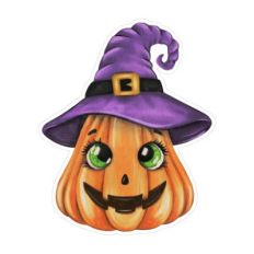 Watercolor pumpkin in a hat