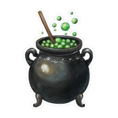 Watercolor witch's cauldron