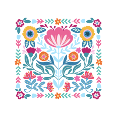 Folk art boho flowers pattern