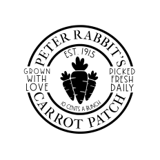 Peter rabbit's carrot patch round sign 