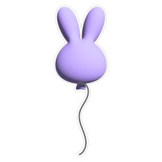 Inflated Lavender Bunny Balloon Sticker for Easter