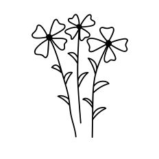 Hand-Drawn Four-Petal Daisy Stems – Botanical Outline Cut File for Silhouette Studio