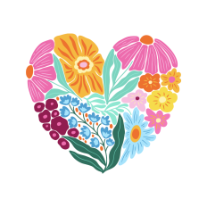 Retro flower heart 