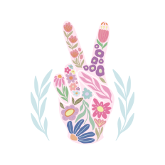 floral peace hand sign