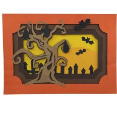 Spooky Haunted Tree with Bats 3D Layered Card 5x7