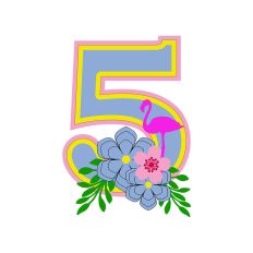 Flamingo Tropical Theme Monogram Number 5