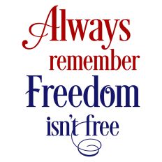 Always Remember Freedom Isn't Free Patriotic Sentiment