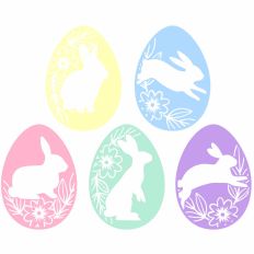 Set of 5 Floral Bunny Easter Eggs