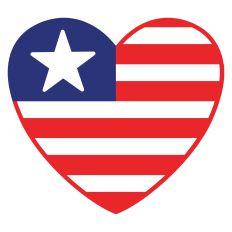Heart Shaped Patriotic American Flag