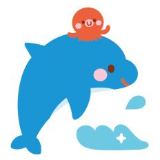 dolphin and baby octopus