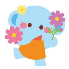 elephant with cosmos