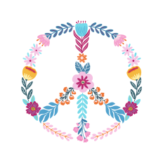 Retro floral peace sign