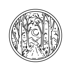 Enchanted moonlit forest geometric boho landscape
