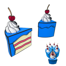 Cartoon Cake - 7 Slices of cake Box