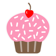 Pink Cupcake Sticker for Valentine's Day