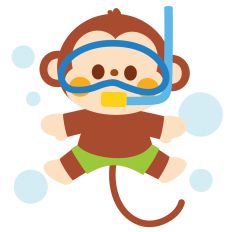 monkey with underwater glasses