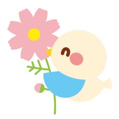small bird with cosmos