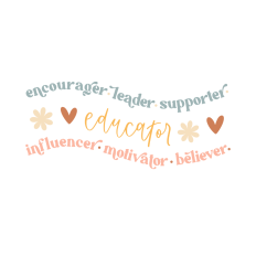 Educator teacher adjectives cup wrap