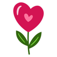 Heart Shaped Flower Sticker for Valentine's Day